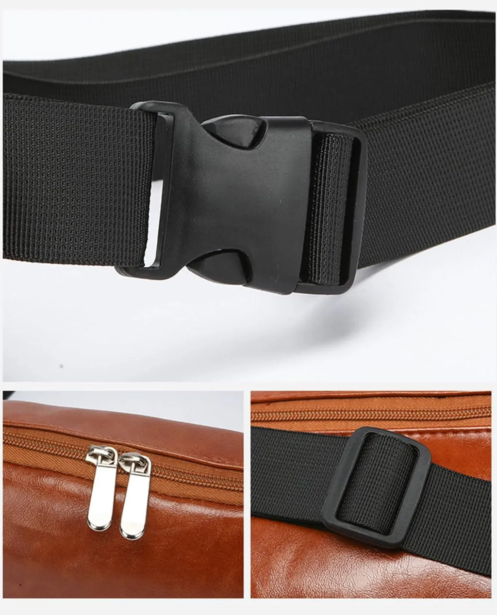 Leather Fanny Pack Bag for Women, Chain Belt Bag Chest Purse Fashionable Crossbody Waist Bags Handbag for Everyday Use Trip Walking Hiking