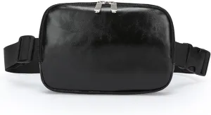 Leather Fanny Pack Bag for Women, Chain Belt Bag Chest Purse Fashionable Crossbody Waist Bags Handbag for Everyday Use Trip Walking Hiking