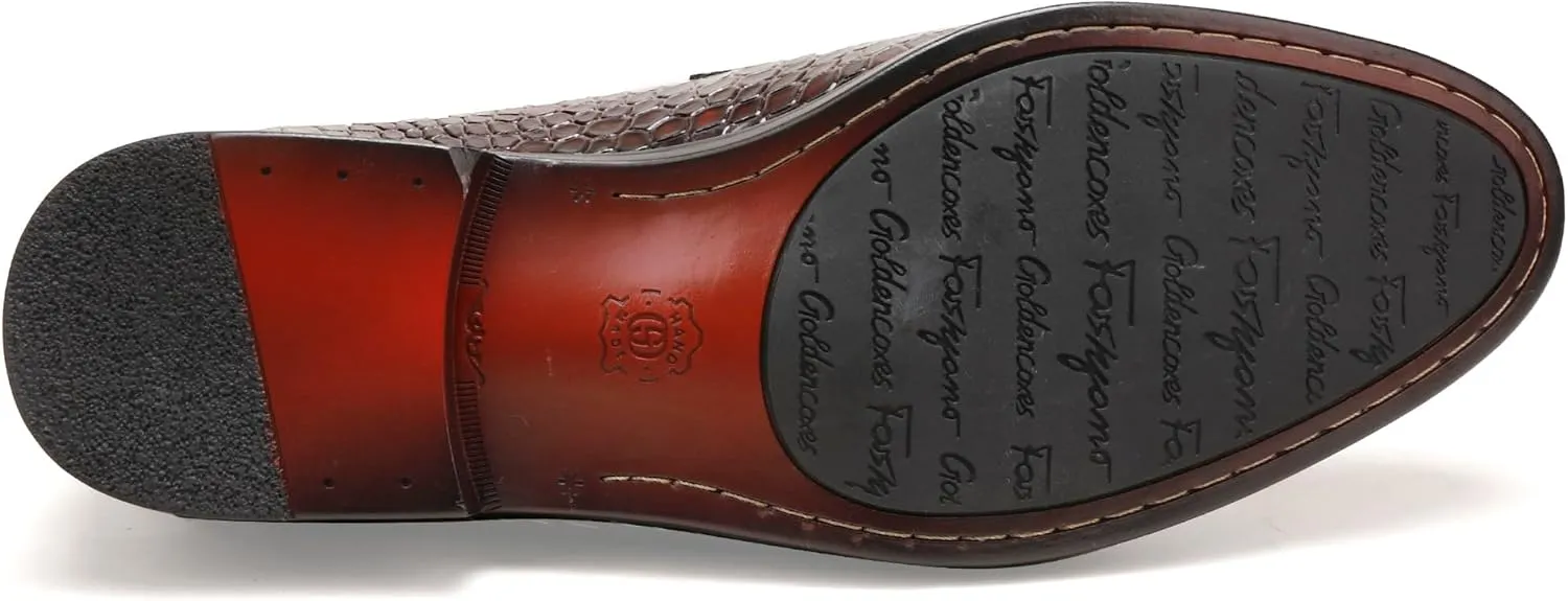 Leather Loafers Shoes for Mens, Crocodile Printed Slip On Dress Loafers Casual Leather Dress Shoes for Mens Business Weddings Party Shoes