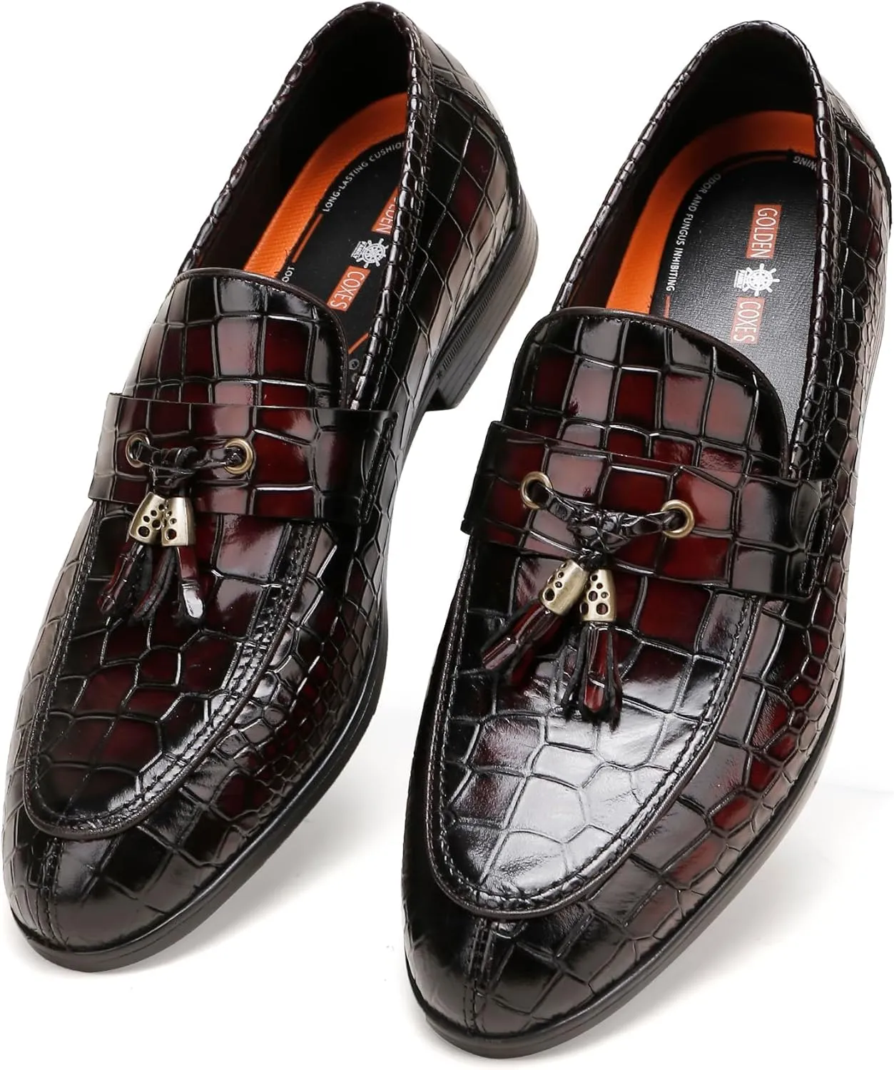Leather Loafers Shoes for Mens, Crocodile Printed Slip On Dress Loafers Casual Leather Dress Shoes for Mens Business Weddings Party Shoes