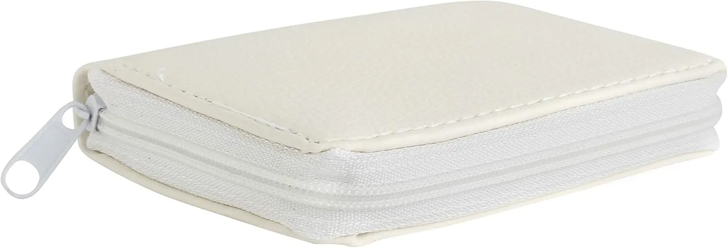 Leather looking Wallet with Metal Coin Sorter Trusty Coin Pouch Pocket Purse Or Car For Quick Change (white)
