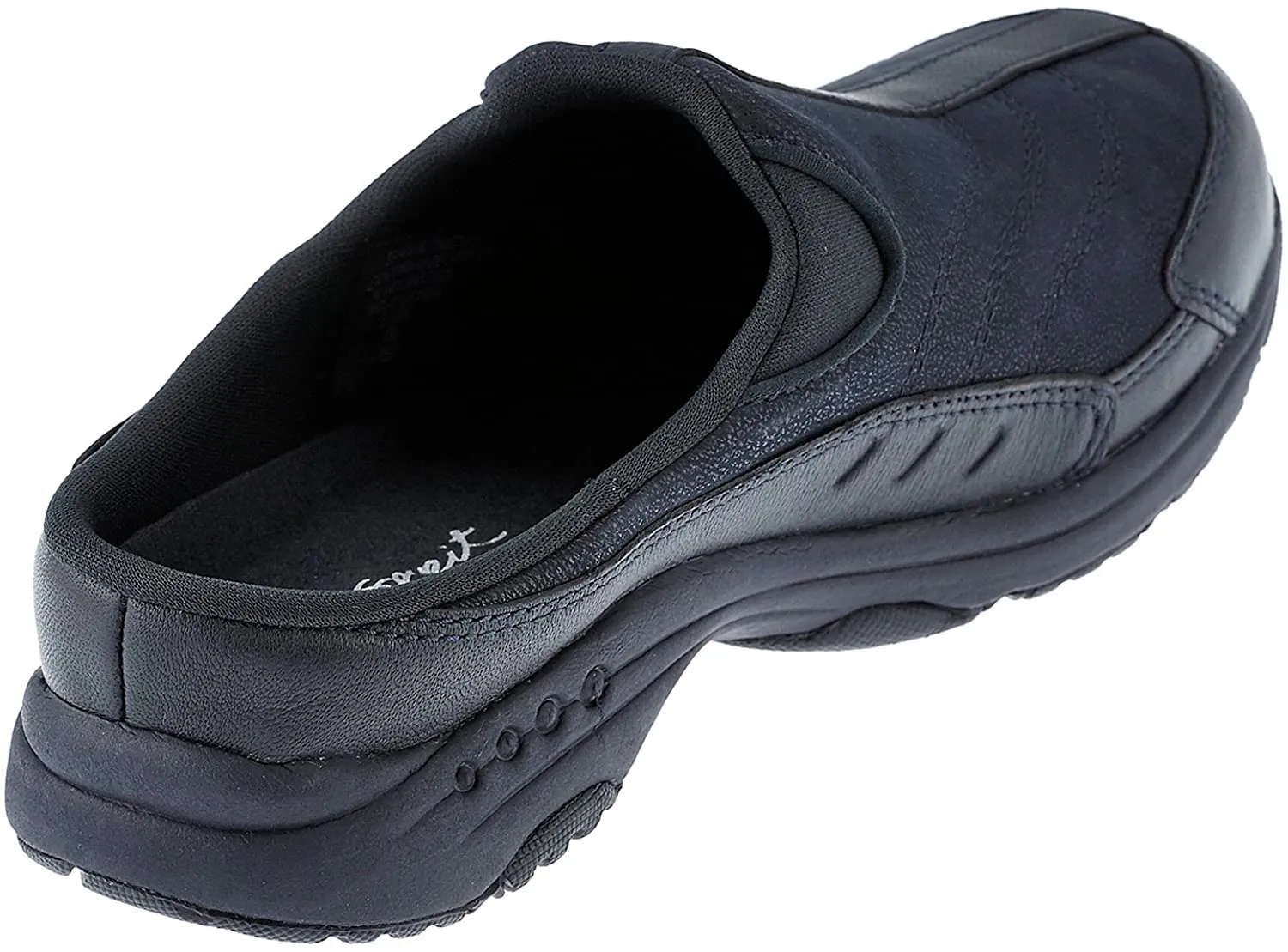 Leather Navy  On Travel Clog Easy Wide Customer-first approach Spirit Slip Mule Time Round Closed-Toe Clear communication