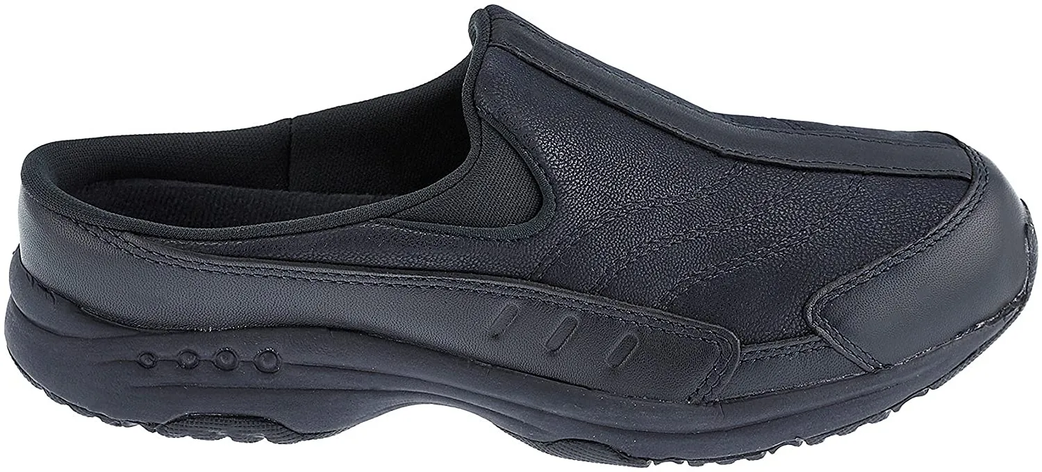 Leather Navy  On Travel Clog Easy Wide Customer-first approach Spirit Slip Mule Time Round Closed-Toe Clear communication