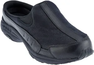 Leather Navy  On Travel Clog Easy Wide Customer-first approach Spirit Slip Mule Time Round Closed-Toe Clear communication