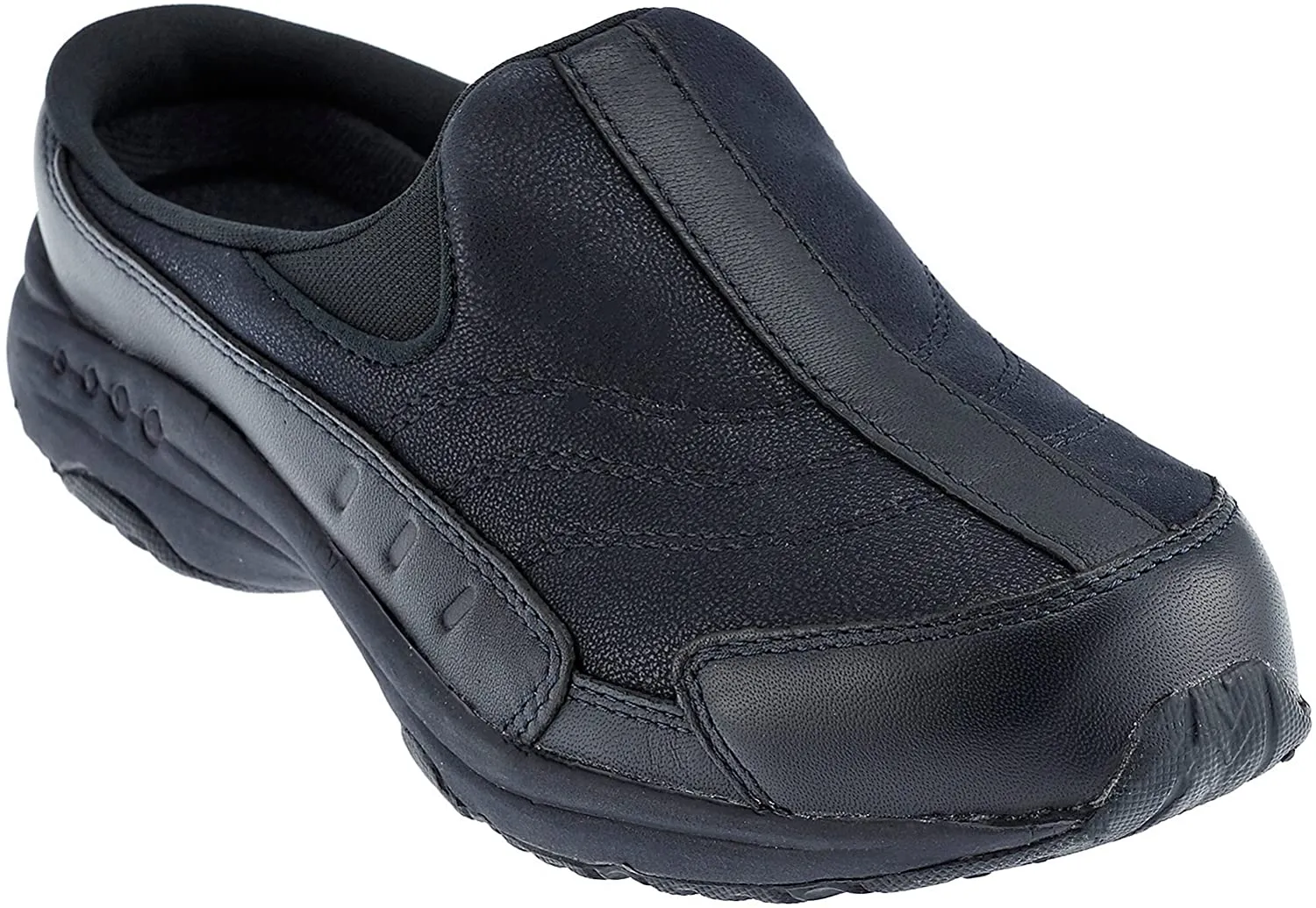 Leather Navy  On Travel Clog Easy Wide Customer-first approach Spirit Slip Mule Time Round Closed-Toe Clear communication