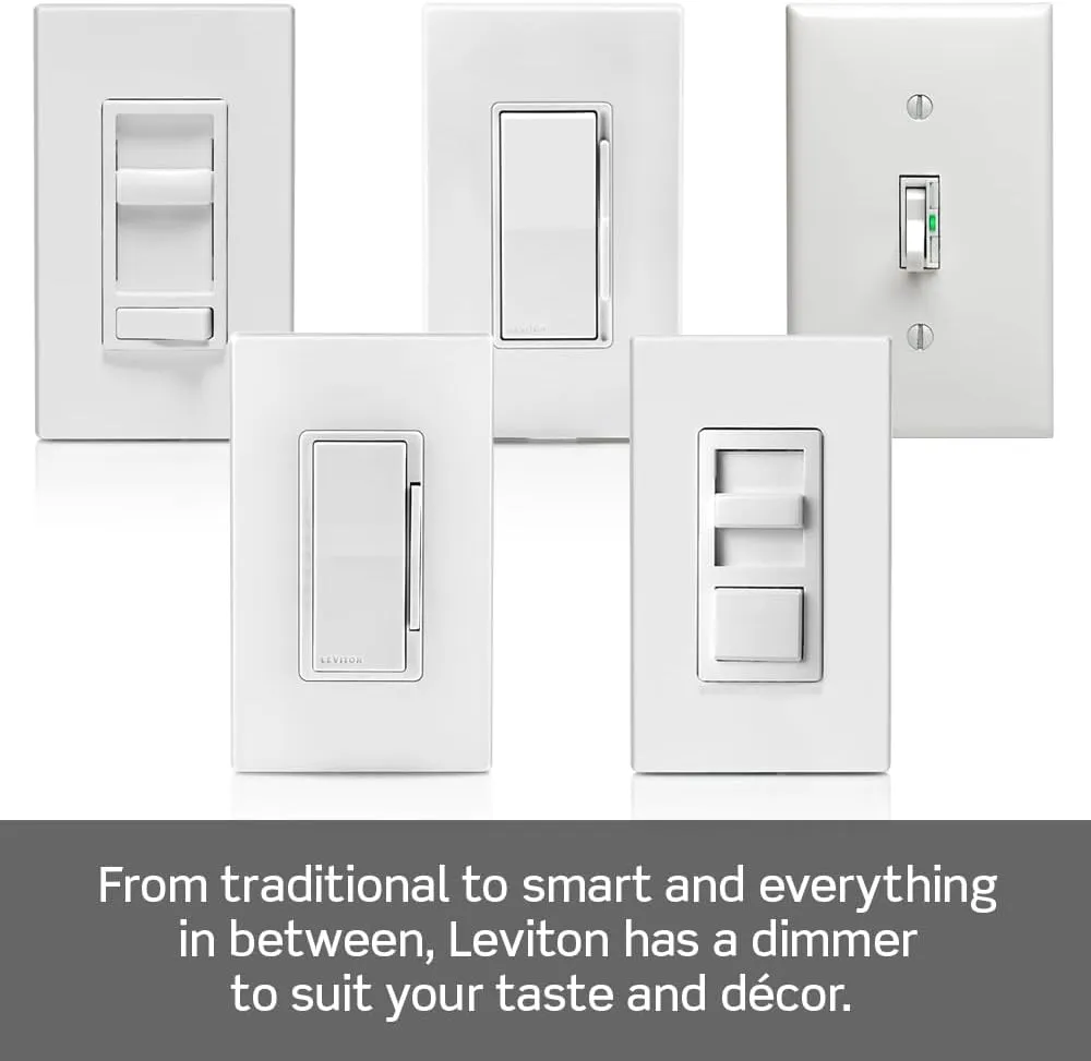 Leviton Table Top Plug in Lamp Dimmer for Dimmable LED, Halogen and Incandescent Bulbs, TBL03-10W, White