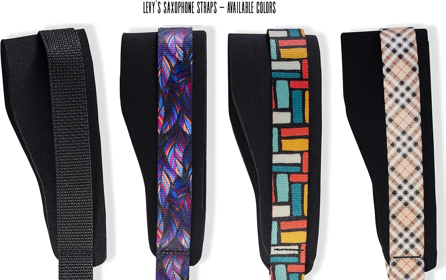 Levy's Leathers 2.25" Printed Saxophone Strap with Neoprene Comfort Neck Pad and Plastic Easy-Slide Adjustment Medallion and Cord; Beale Street Square Pattern (MP27-002)