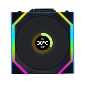 Lian Li UNI Fan SL - LCD Wireless 120 - ARGB PC Case Fan - 1.6" LCD Display - 2.4 GHz Wireless Signal for RGB & Fans Control - L-Wireless Controller Not Included & Required - Black (12SLLCD1W1B)