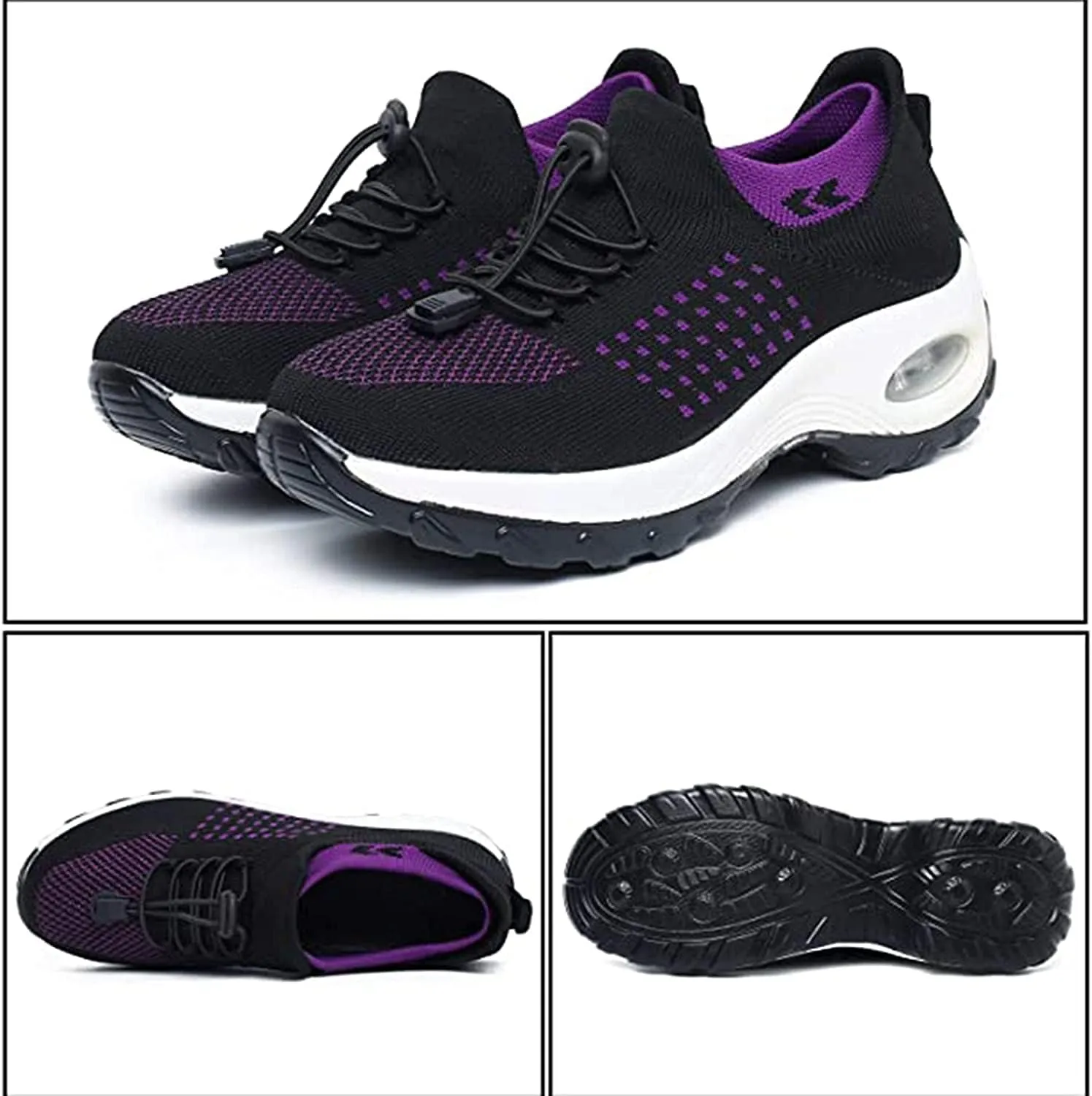 LIBINXIF Women's Walking Shoes Sock Sneakers Slip on Mesh Air Cushion Comfortable Wedge Easy Shoes Platform Loafers