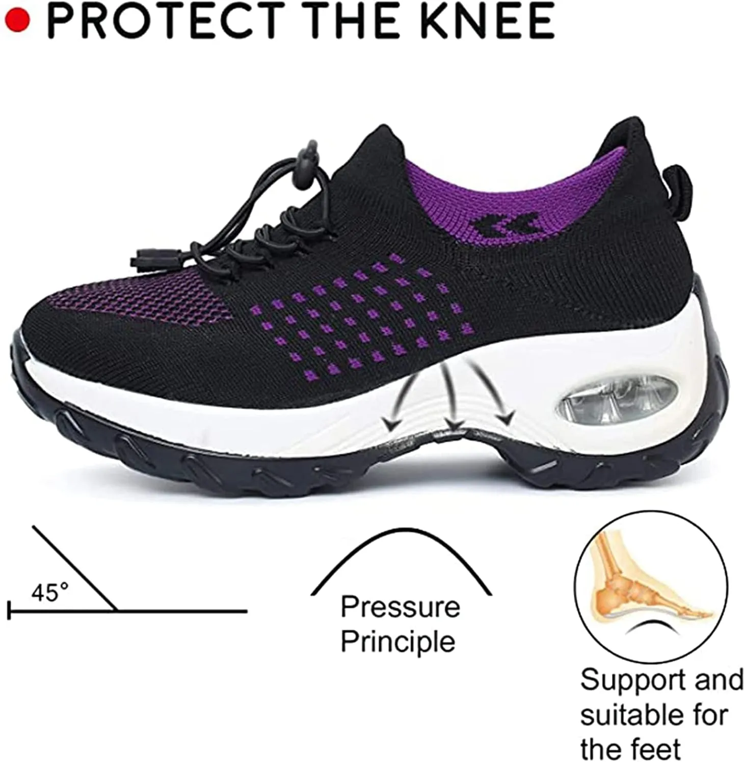 LIBINXIF Women's Walking Shoes Sock Sneakers Slip on Mesh Air Cushion Comfortable Wedge Easy Shoes Platform Loafers