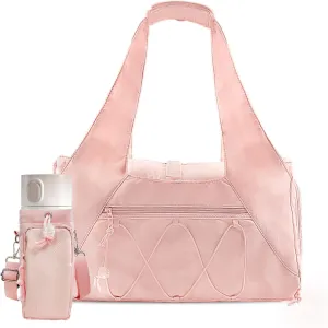 Lightweight Yoga Gym Bag for Women with Shoe Compartment, Wet Dry Pocket & Water Bottle Holder, Pink Fitness Tote for Workout, Pilates, Swimming, Travel