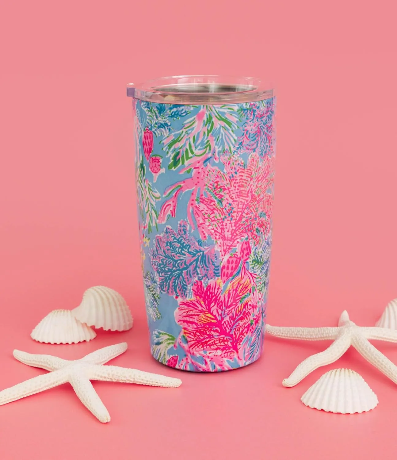 Lilly Pulitzer 20 Oz Insulated Tumbler with Lid, Stainless Steel Mug, Double Wall Metal Tumbler for Hot and Cold Drinks, Cay to my Heart