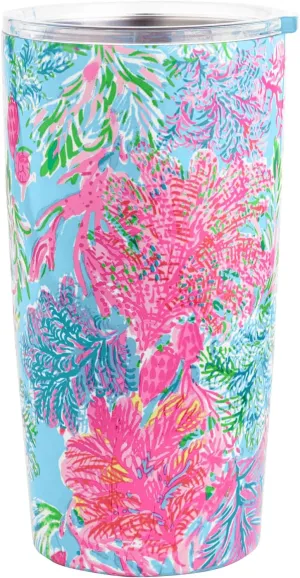 Lilly Pulitzer 20 Oz Insulated Tumbler with Lid, Stainless Steel Mug, Double Wall Metal Tumbler for Hot and Cold Drinks, Cay to my Heart