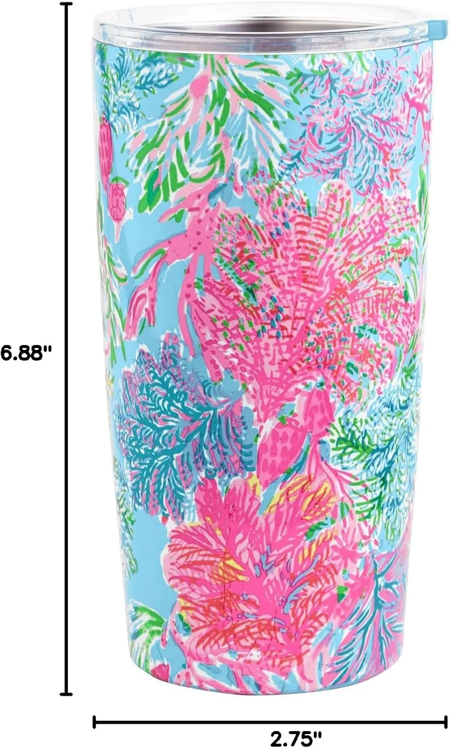 Lilly Pulitzer 20 Oz Insulated Tumbler with Lid, Stainless Steel Mug, Double Wall Metal Tumbler for Hot and Cold Drinks, Cay to my Heart