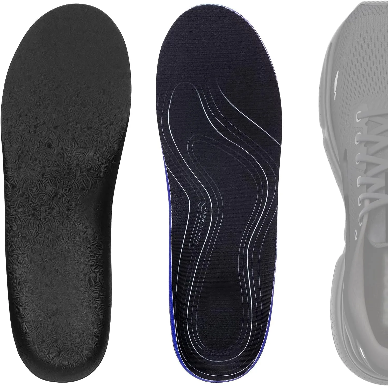 Linkidea 2 Pairs Arch Support Shoe Insoles Compatible with Brooks Ghost 15, GTS 23, Anthem 6, Replacement Shoe Inserts, Shock Absorption Cushion (US Men 9.5/Women 11)
