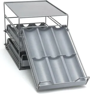 Lipper International Alloy Steel Three-Tier Tilt Down Kitchen and Cooking Spice Drawer, Silver/Gray, 8.75"D x 10.5"W x 8.75"H