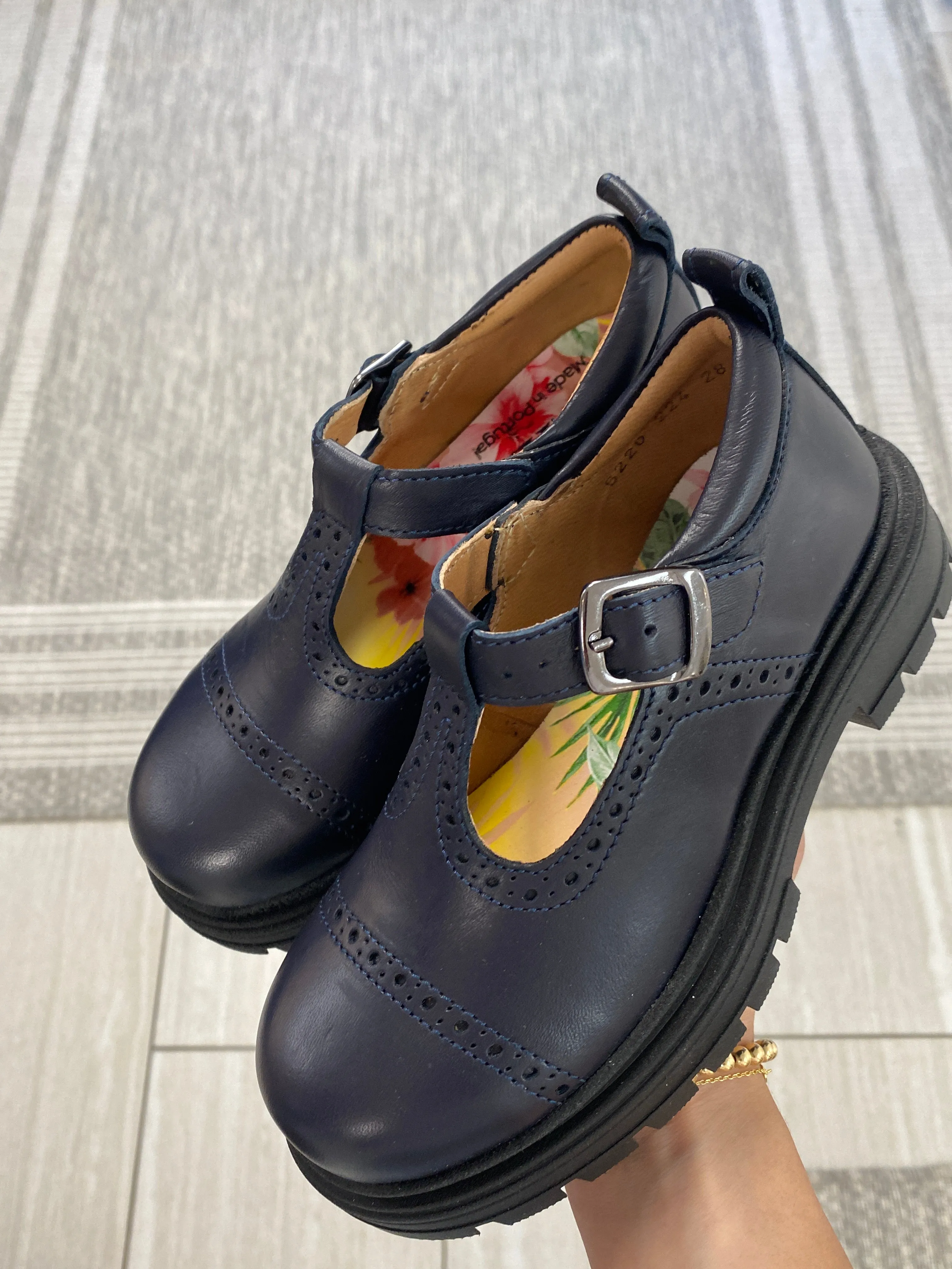 LMDI Navy Chunky T Strap Loafer