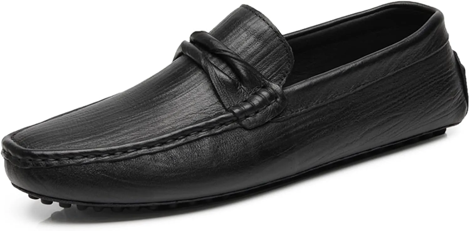 Loafers for Men Cowhide Stitching Details Round Toe Penny Loafer Perforated Option Flexible Lightweight Slip Resistant Walking Slip-ons