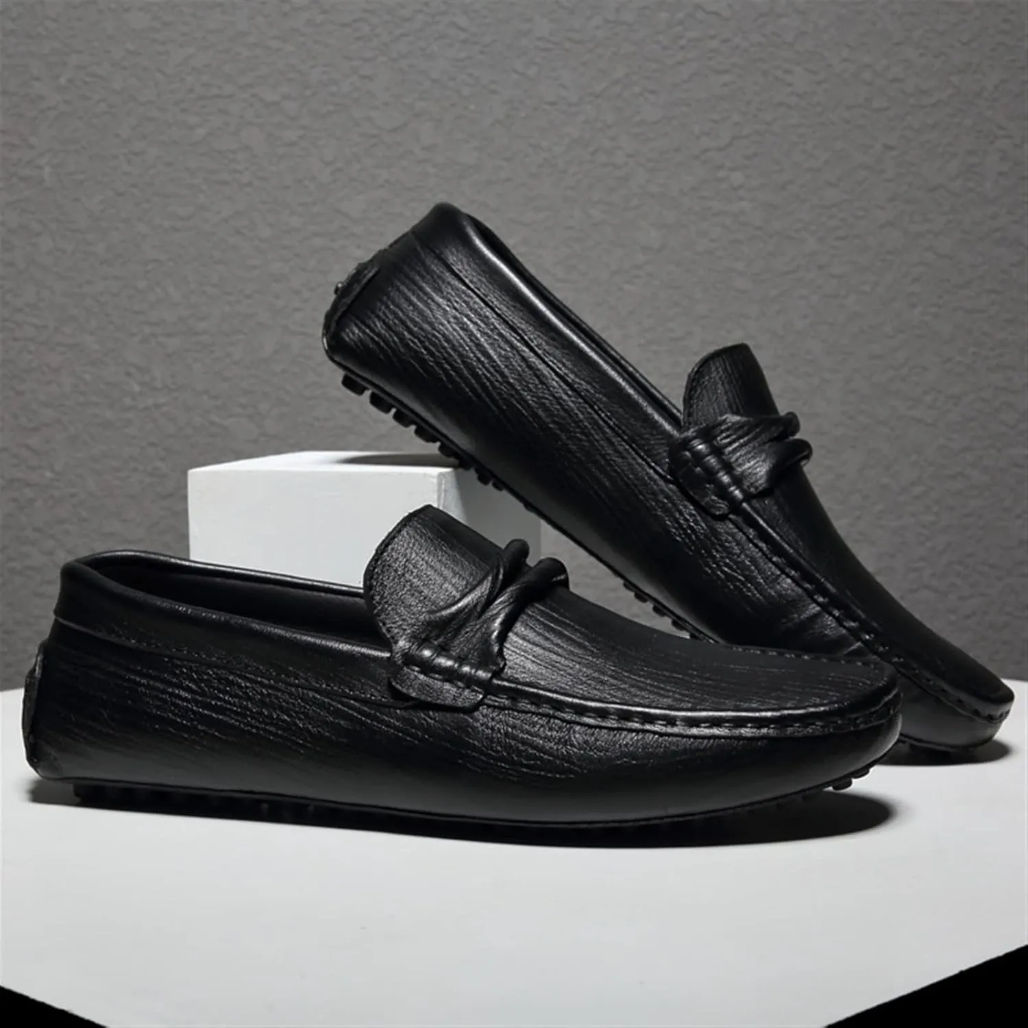 Loafers for Men Cowhide Stitching Details Round Toe Penny Loafer Perforated Option Flexible Lightweight Slip Resistant Walking Slip-ons
