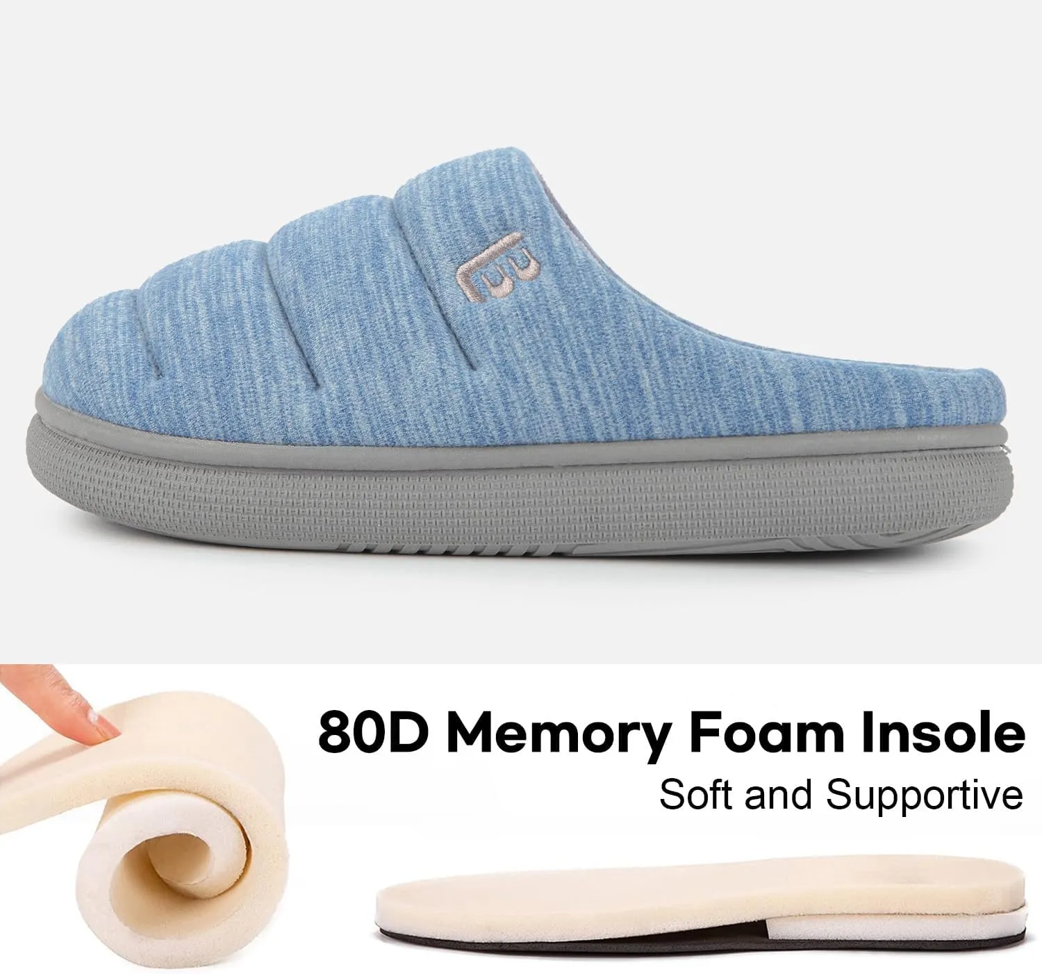 LongBay Women's House Slippers Ultra-Soft Memory Foam Bedroom Shoes Slip On Clogs for Indoor Outdoor