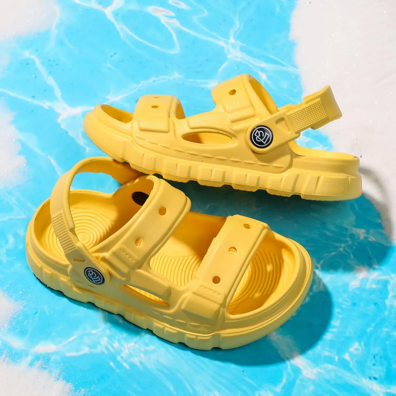 LONSOEN Kids Summer Clogs Boys Girls Slide Sandals Adjustable Toddler Indoor Outdoor Slippers Children Beach Pool Shoes