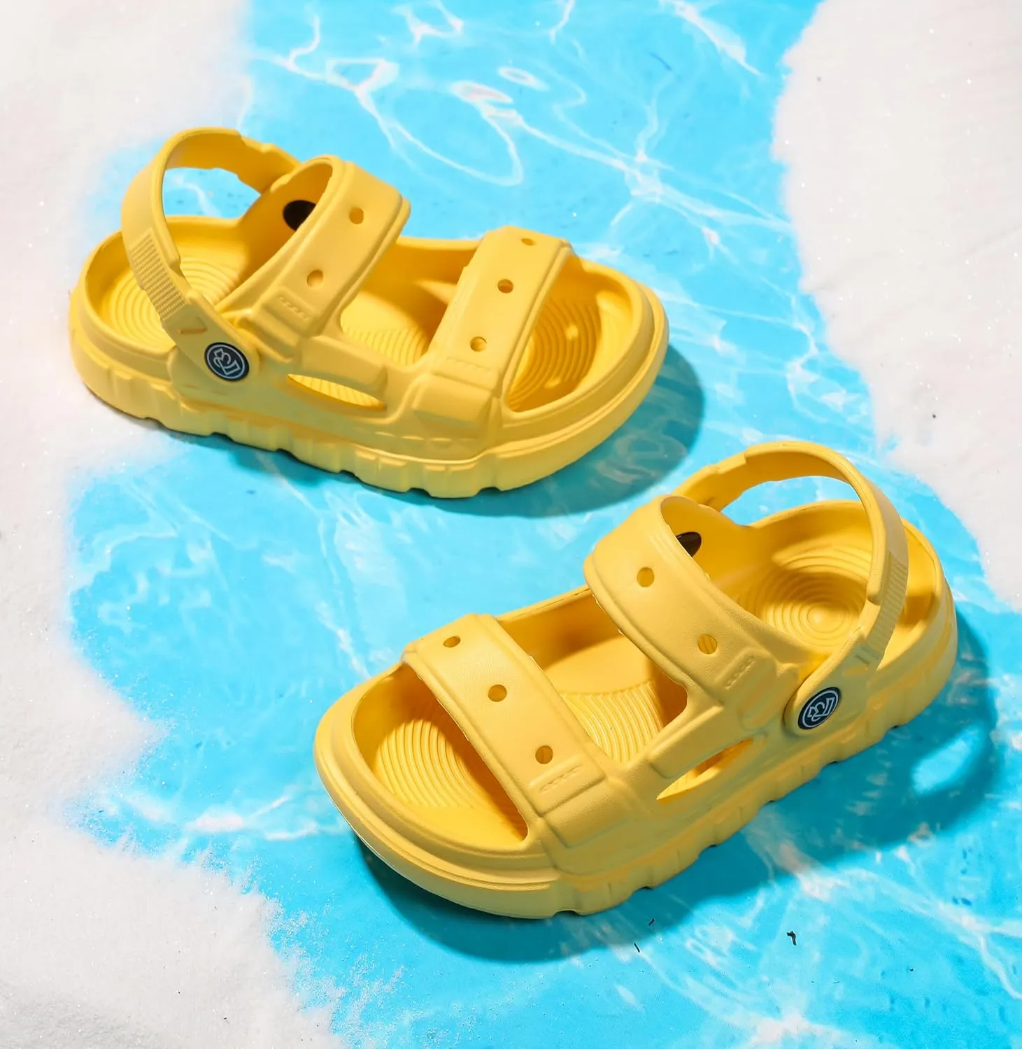 LONSOEN Kids Summer Clogs Boys Girls Slide Sandals Adjustable Toddler Indoor Outdoor Slippers Children Beach Pool Shoes