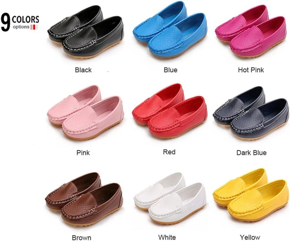 LONSOEN Toddler Little Kid Boys Girls Soft Slip On Loafers Dress Flat Shoes