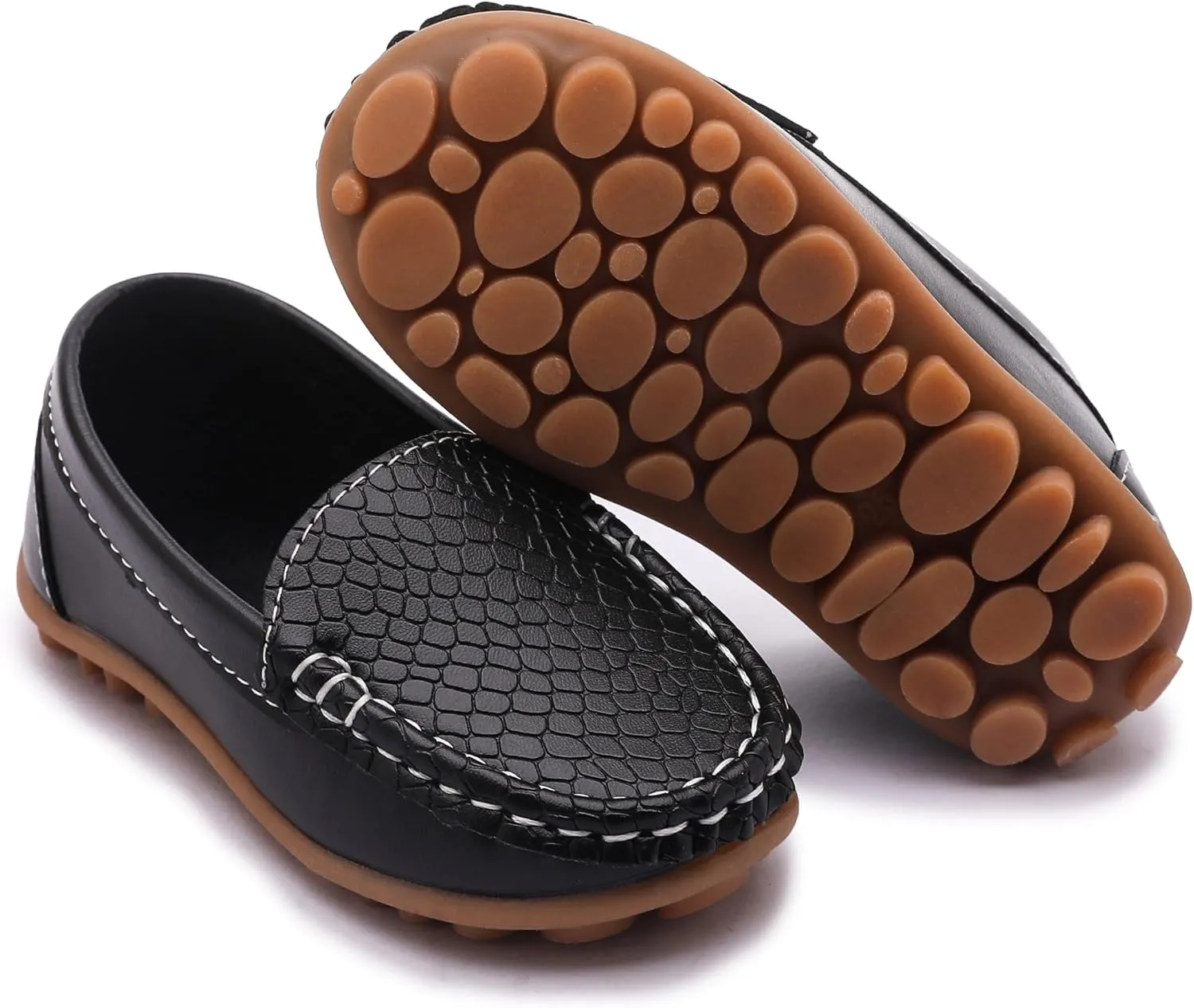 LONSOEN Toddler Little Kid Boys Girls Soft Slip On Loafers Dress Flat Shoes