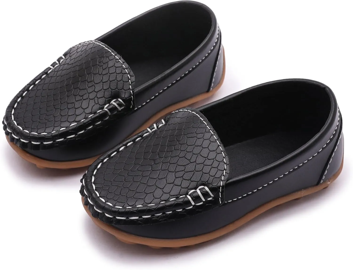 LONSOEN Toddler Little Kid Boys Girls Soft Slip On Loafers Dress Flat Shoes