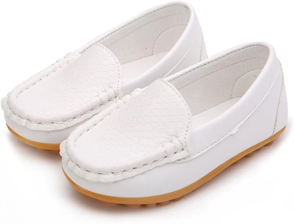 LONSOEN Toddler Little Kid Boys Girls Soft Slip On Loafers Dress Flat Shoes