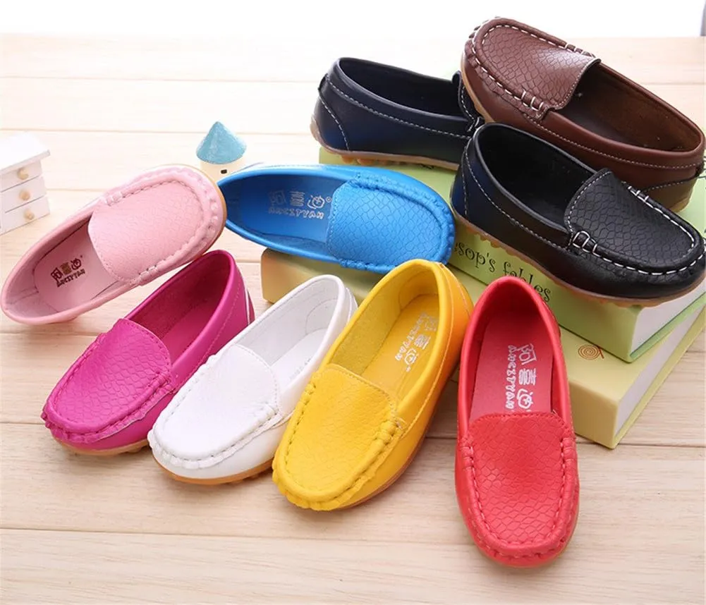 LONSOEN Toddler Little Kid Boys Girls Soft Slip On Loafers Dress Flat Shoes
