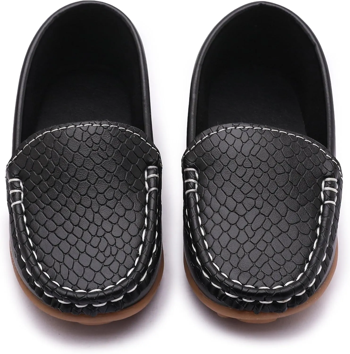 LONSOEN Toddler Little Kid Boys Girls Soft Slip On Loafers Dress Flat Shoes