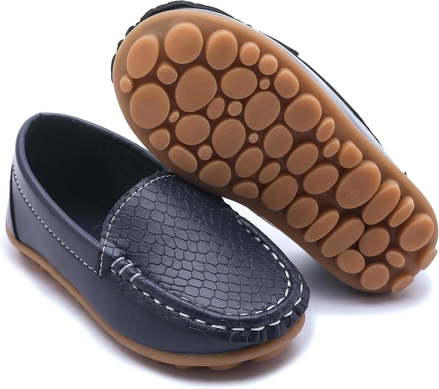 LONSOEN Toddler Little Kid Boys Girls Soft Slip On Loafers Dress Flat Shoes