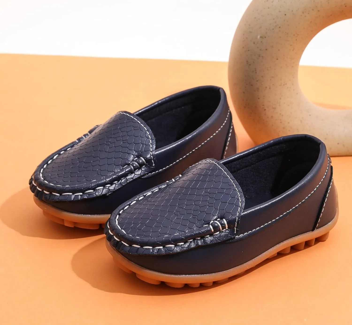 LONSOEN Toddler Little Kid Boys Girls Soft Slip On Loafers Dress Flat Shoes