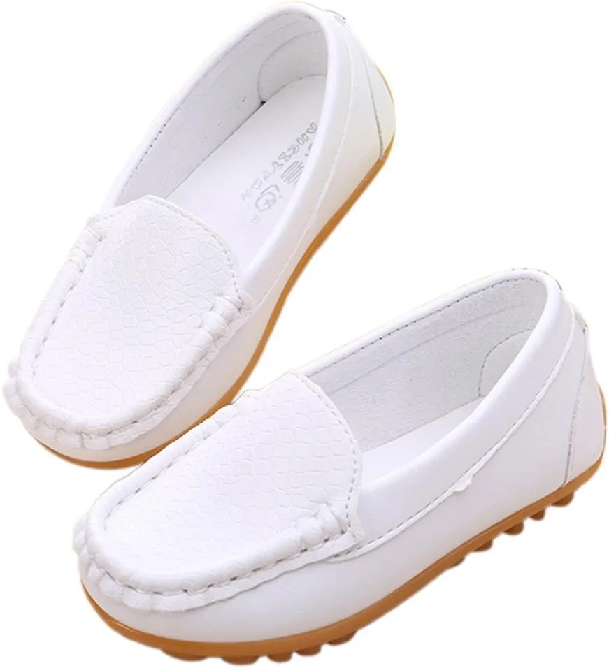 LONSOEN Toddler Little Kid Boys Girls Soft Slip On Loafers Dress Flat Shoes