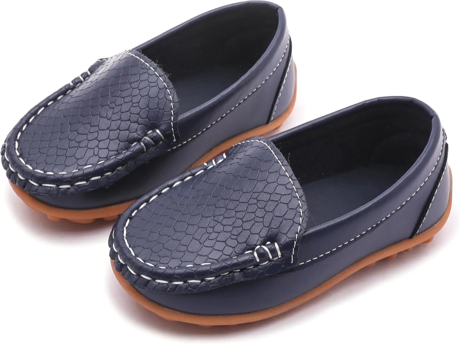 LONSOEN Toddler Little Kid Boys Girls Soft Slip On Loafers Dress Flat Shoes