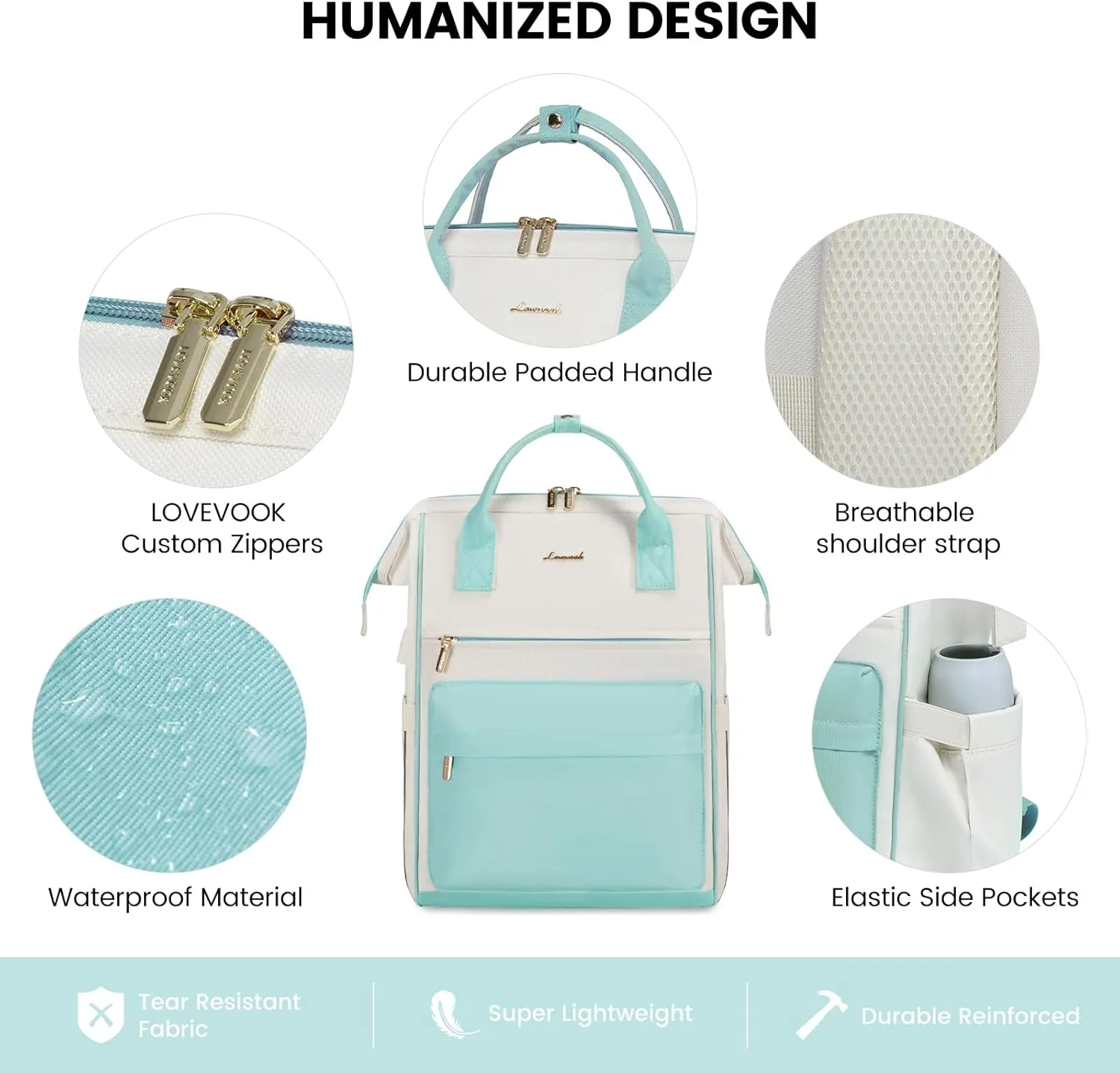 LOVEVOOK Laptop Backpack Purse for Women Waterproof Teacher Nurse Bag, 15.6 Inch Work Laptop Bag with USB Port, Business Travel Computer Backpack
