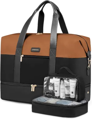 LOVEVOOK Weekender Bag, Large Travel Duffel Bag for Women with 2 Packing Cubes, Carry on Overnight Bag with Shoe Compartment, Mom Hospital Bags for Labor and Delivery