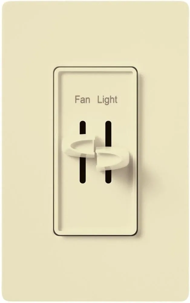 Lutron Skylark 3-Speed Combination Fan and Light Control, 1.5 Amp, Single-Pole, S2-LFSQH-WH, Almond