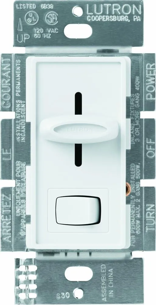 Lutron Skylark Preset Dimmer, 1000-Watt Incandescent, Single-Pole, S-10P-WH, White