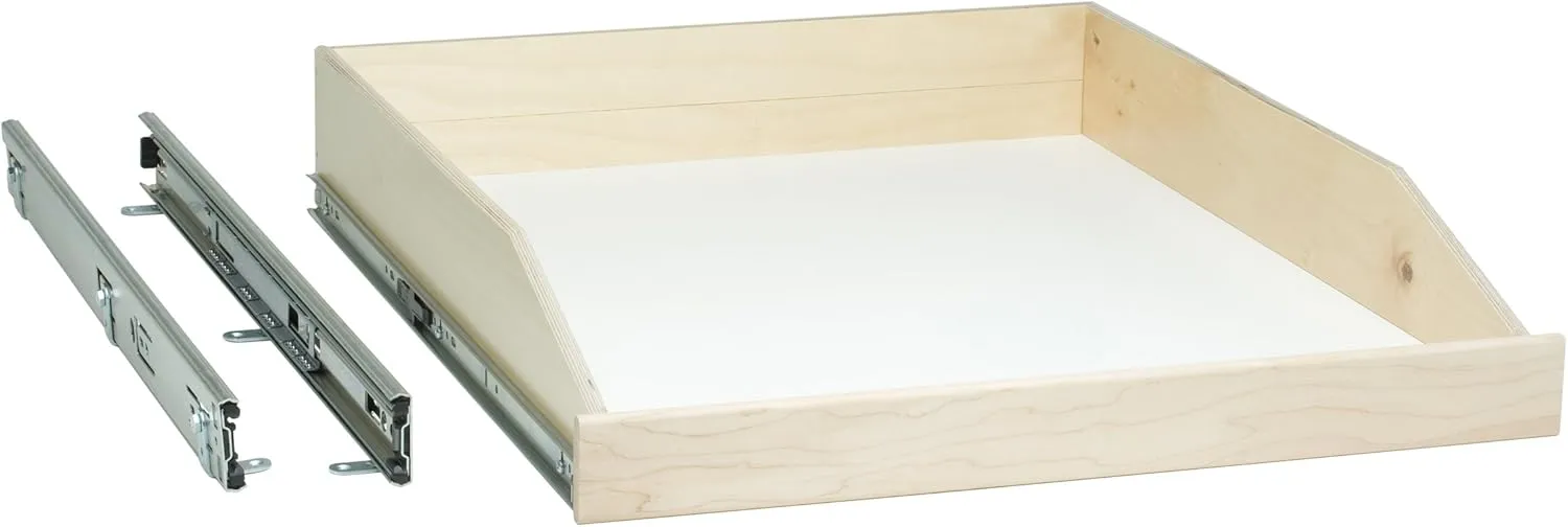 Made-to-Fit Slide-Out Shelf: Maple Wood Front with Full Extension Rail