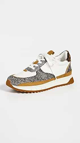Madewell Kickoff Trainer Sneakers in Leather and Spot Mix Calf Hair Olive Grove Multi Spot Dot 6.5 M