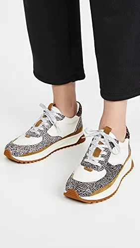 Madewell Kickoff Trainer Sneakers in Leather and Spot Mix Calf Hair Olive Grove Multi Spot Dot 6.5 M