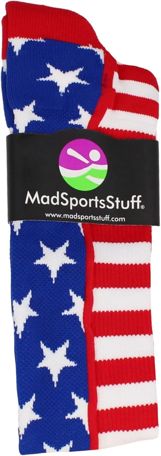 MadSportsStuff USA American Flag Stars and Stripes Socks for Baseball Softball Football Youth and Adult Boys Girls Men Women