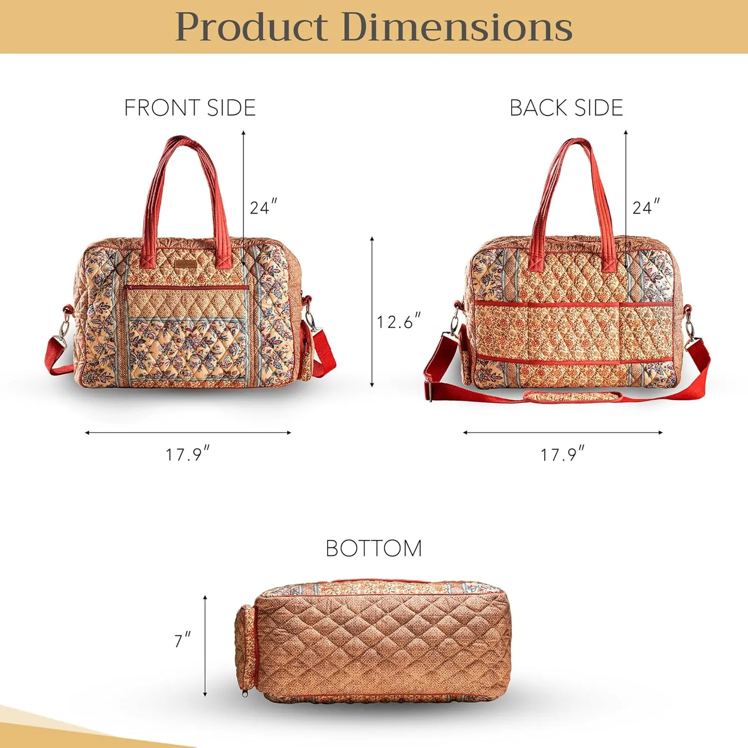 Maison d' Hermine Weekend Bag Cotton Quilted Duffel Overnight Luggage Weekender Gym Bag for Gifts Travel Men Women Business Travellers Family Trip, Asmi