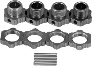 Malockos M17 17mm Aluminum Wheel Hex Hubs Adapter Nut with Pin for 1/8 RC Car Buggy Truggy Monster Truck HPI HSP Traxxa Racing Crawler - (Color: Dark Grey)