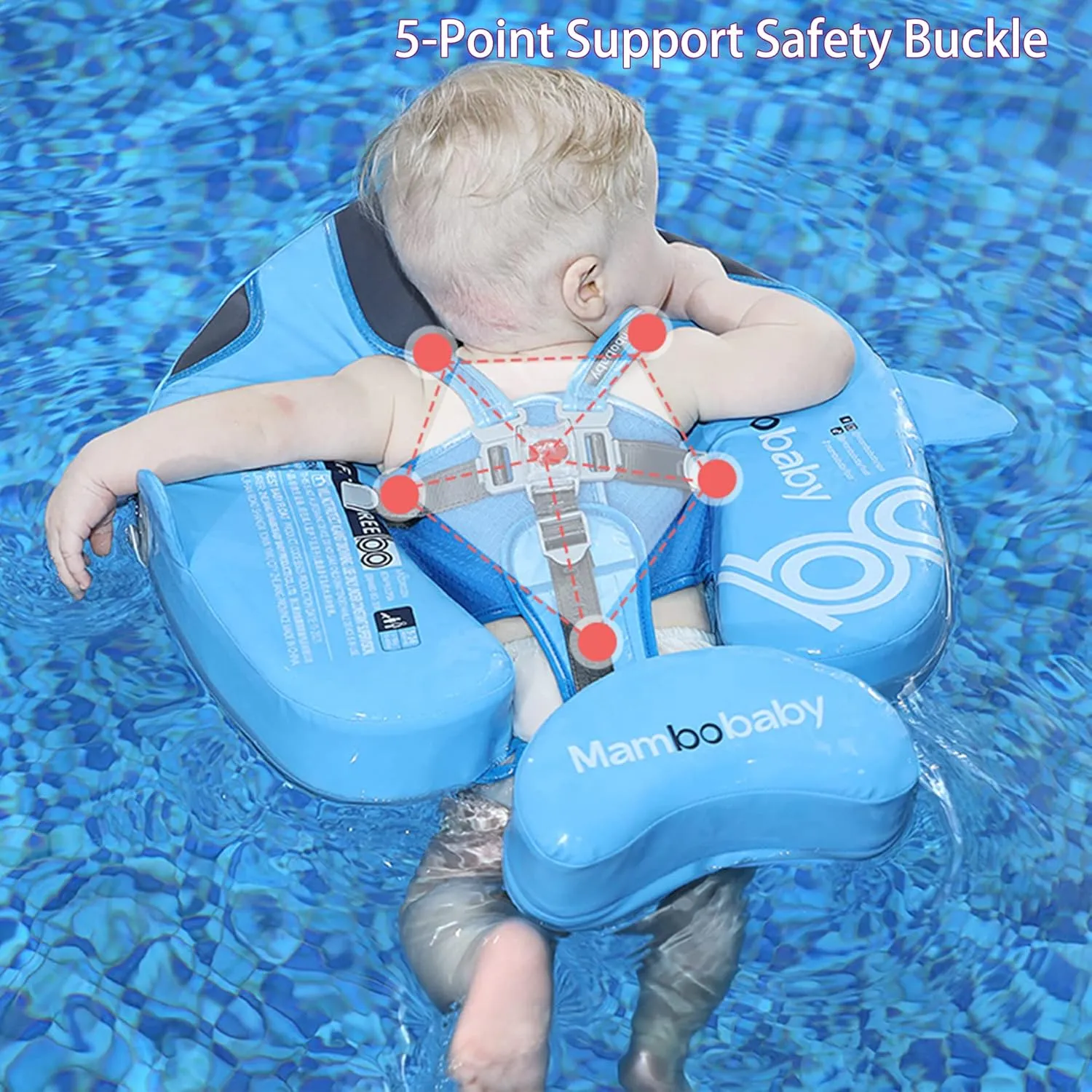 Mambobaby Floats with Canopy &Tail, Non-Inflatable Baby Float for Pool Add Tail Avoid Flip Swim Trainer Baby Floats for Toddler Boys Girls(Narwhal-Blue)