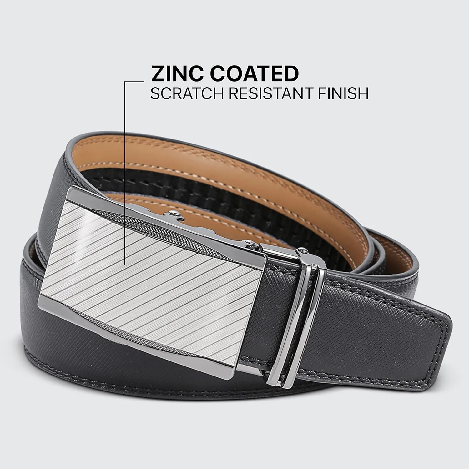 Marino Men’s Genuine Leather Ratchet Dress Belt With Automatic Buckle, Enclosed in an Elegant Gift Box