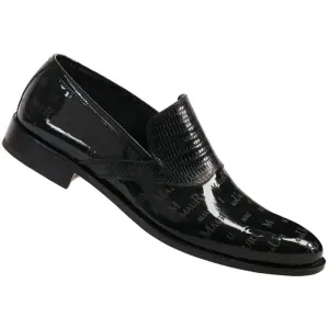 Mauri 4437 Black Genuine Tejus Lizard/Patent Leather Loafer Shoes