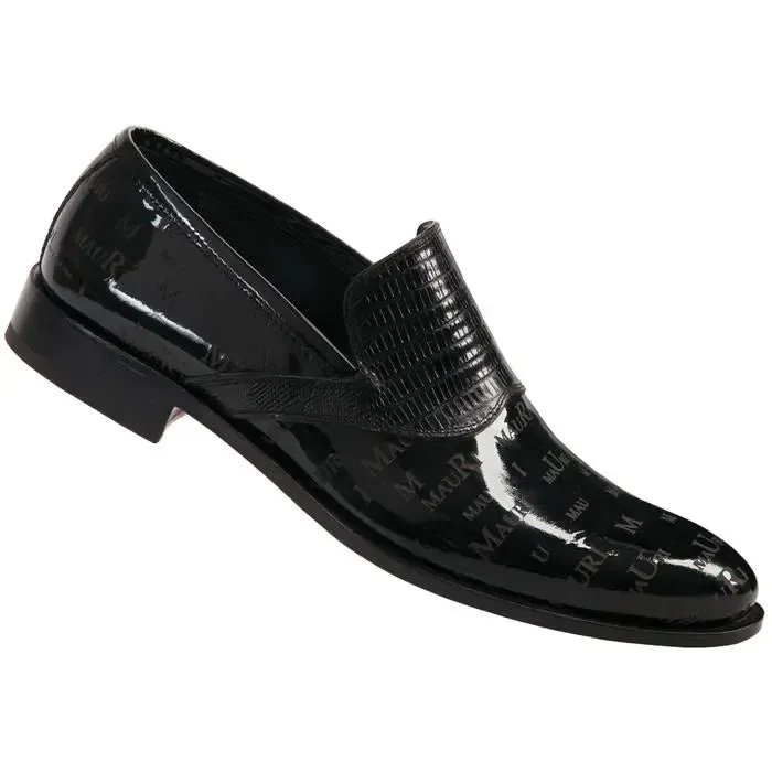 Mauri 4437 Black Genuine Tejus Lizard/Patent Leather Loafer Shoes
